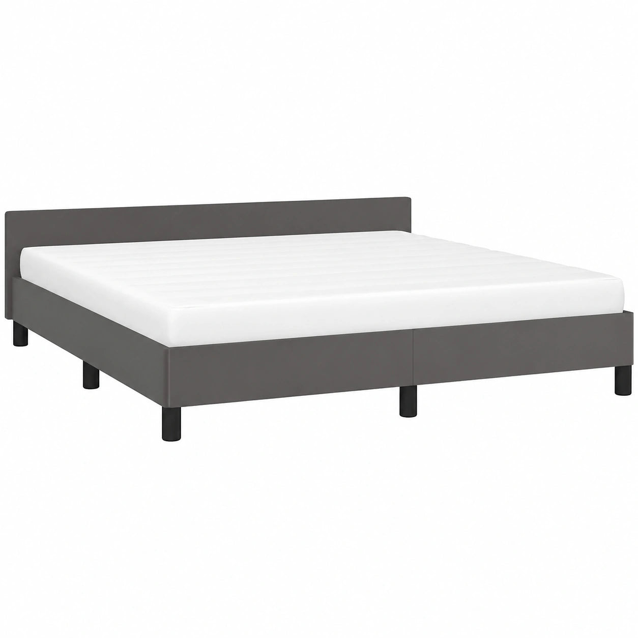 Doppelbett mit Kunstlederbezug und Kopfteil, 180x200 cm, Grau