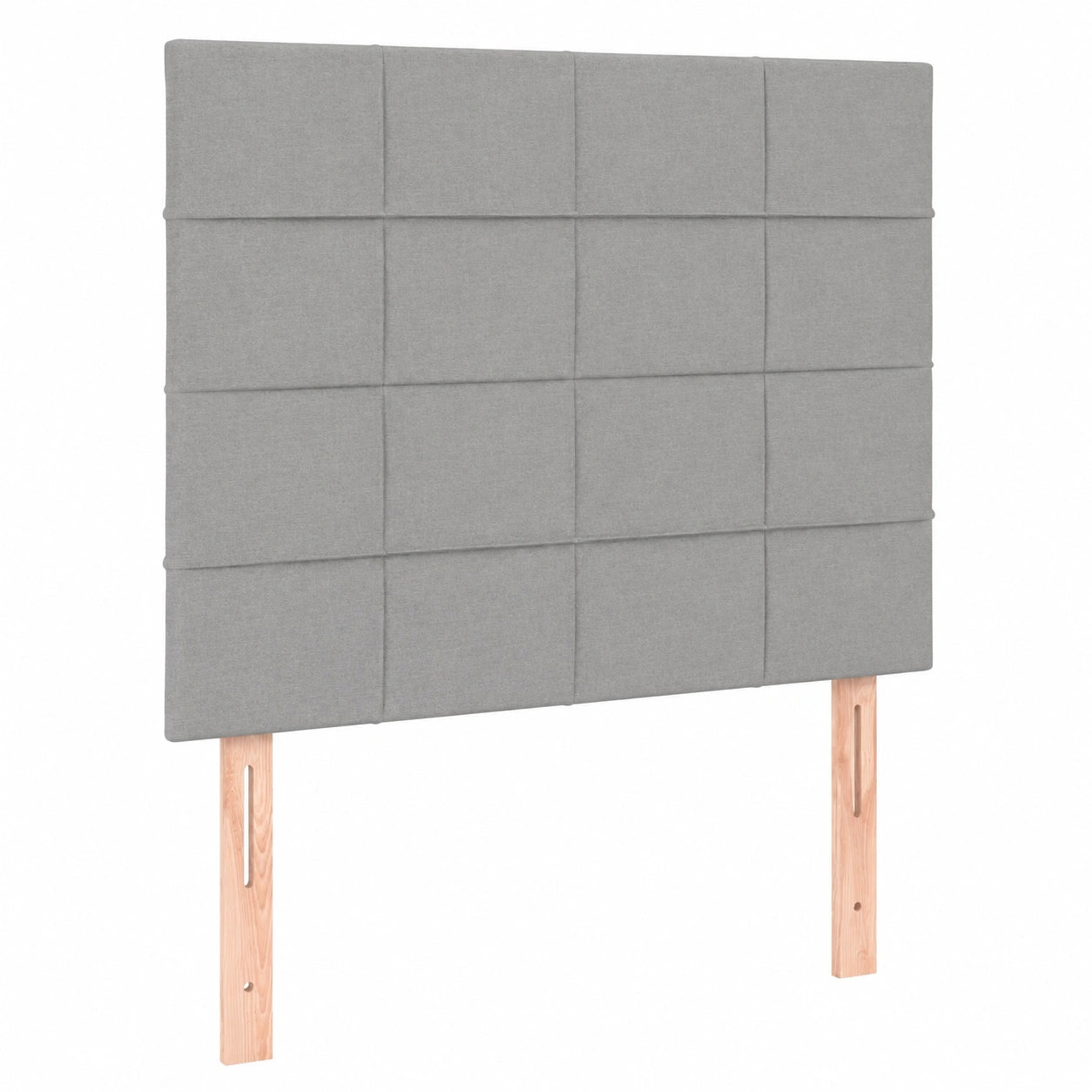 Höhenverstellbares LED-Stoffkopfteil mit Holzbeinen, Hellgrau, 100x5x118/128cm