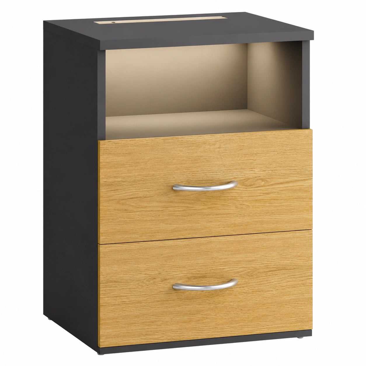 Moderner Nachttisch mit Touch-LED und 2 Schubladen, dimmbar, 40x28x55cm, Anthrazit