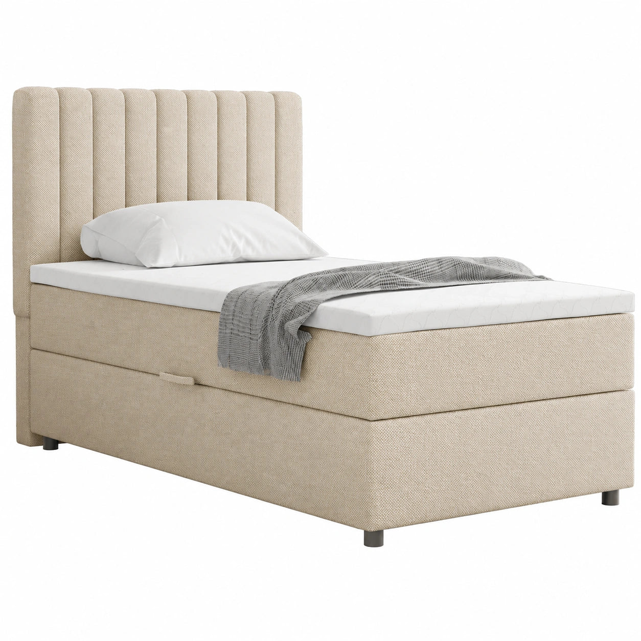 Luxuriöses Boxspringbett Everest 90x200 cm mit Bettkasten und Topper