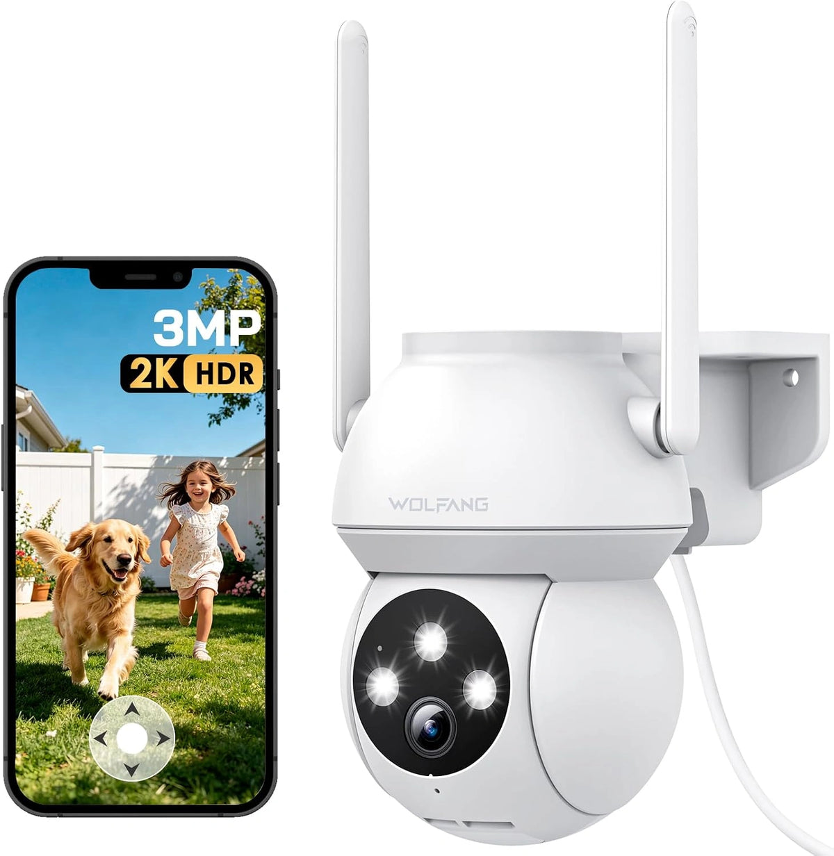 Kamera IP WOLFANG PTZ 360, Wi-Fi, kolor szary