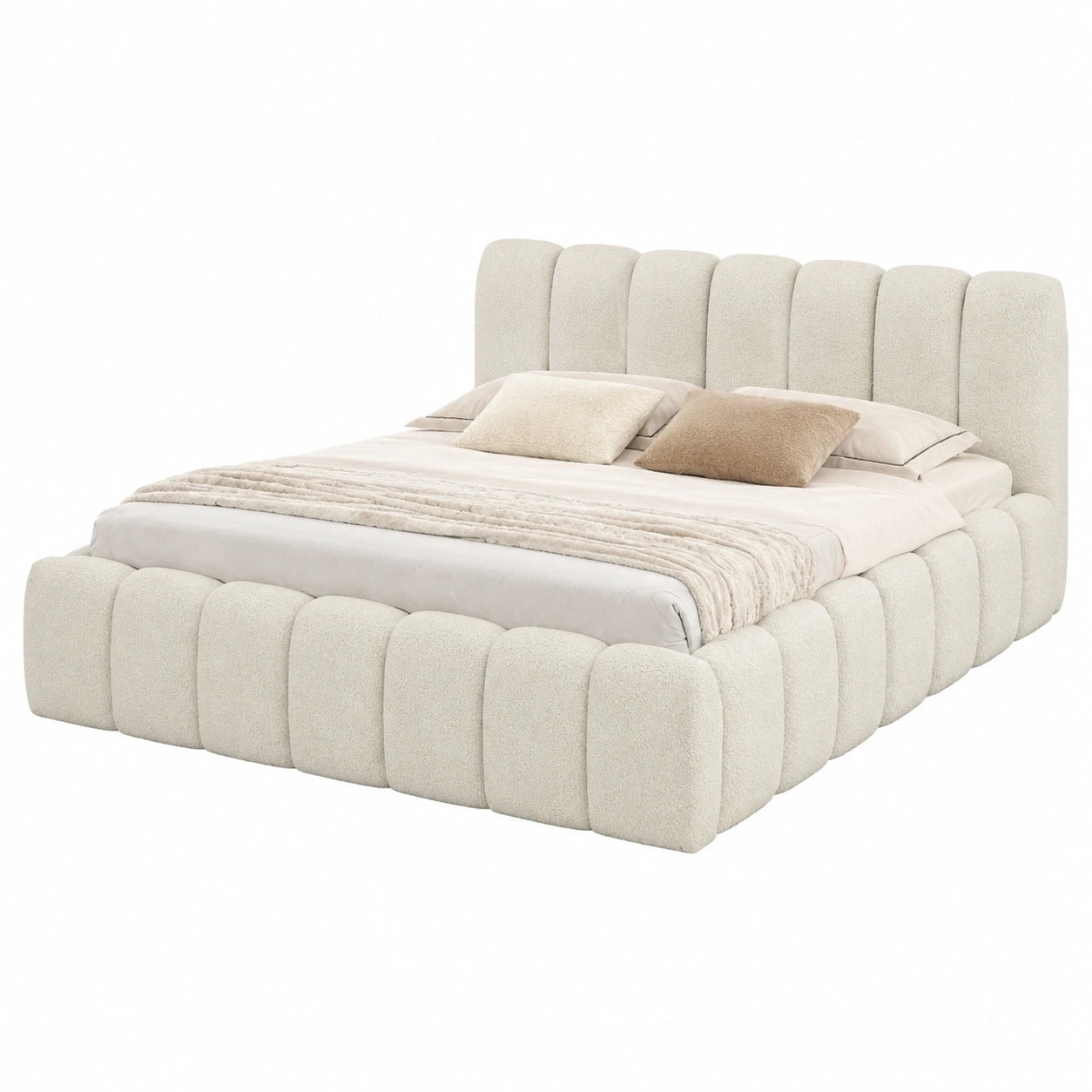 FURNISTAR Polsterbett MIA 160x200 mit Stauraum, Boxspring-Look, inkl. Lattenrost, ohne Matratze - Beige