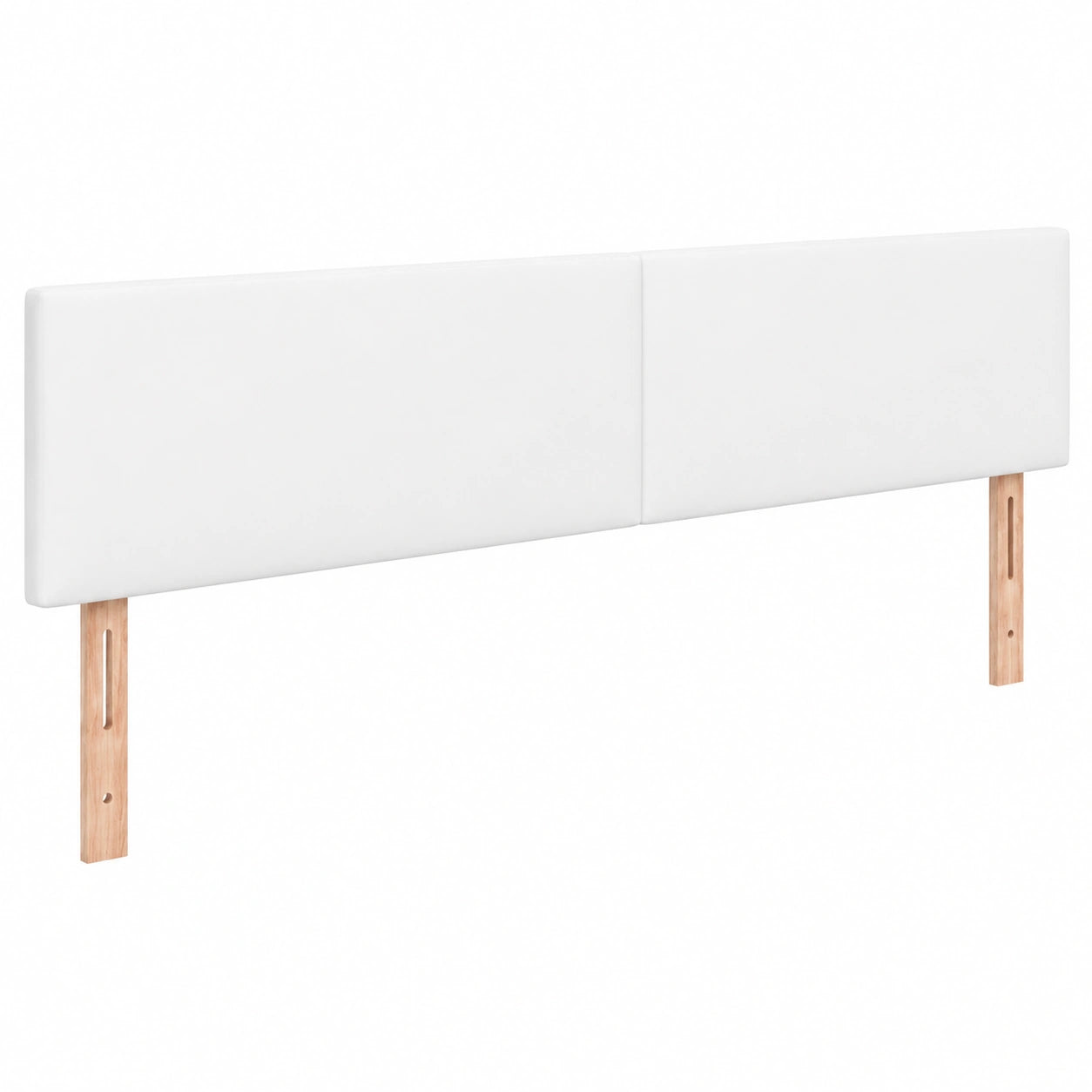 Höhenverstellbares Polster-Kopfteil aus Kunstleder, weiß, 200x5x78/88cm, mit Holzfüßen
