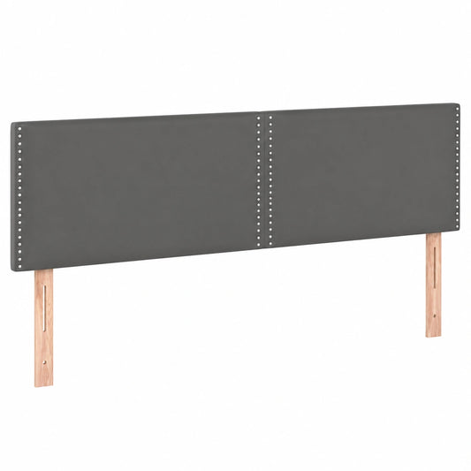Höhenverstellbares LED-Polsterkopfteil aus Kunstleder, Grau, 180x5x78/88cm