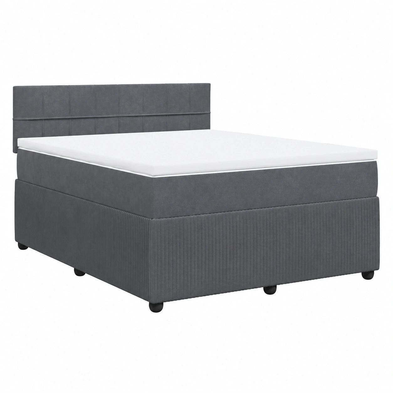 Dunkelgraues Boxspringbett 160x200 cm mit Matratze und Lattenrost