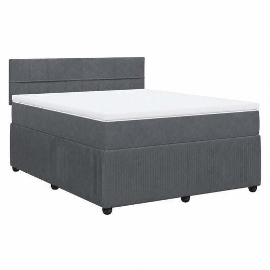 Dunkelgraues Boxspringbett 160x200 cm mit Matratze und Lattenrost