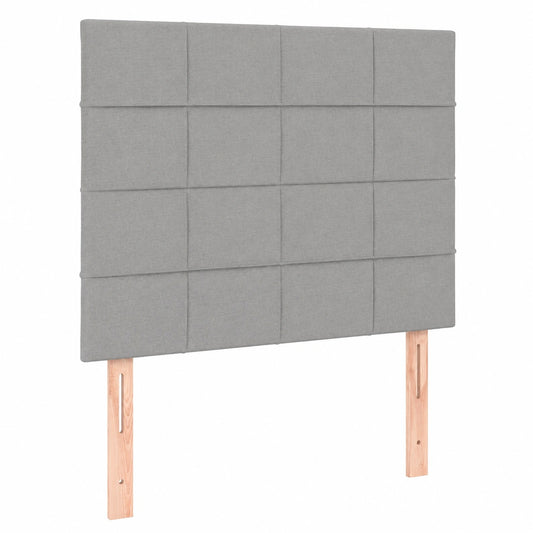 Höhenverstellbares LED-Stoffkopfteil mit Holzbeinen, Hellgrau, 100x5x118/128cm