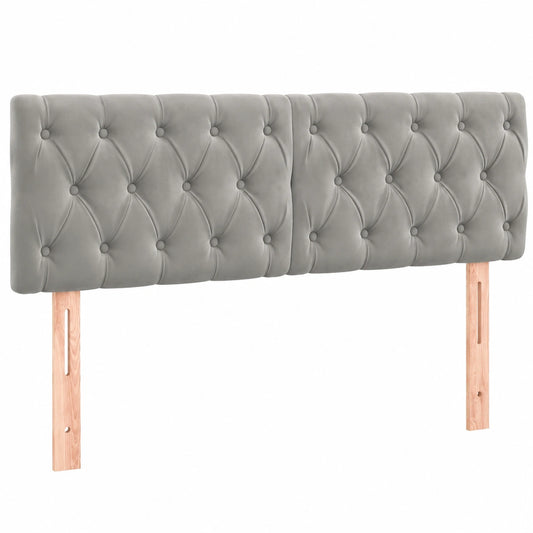 Polster-Kopfteil aus Samt in Hellgrau, 160x7x78/88cm, Schlafzimmer-Dekoration