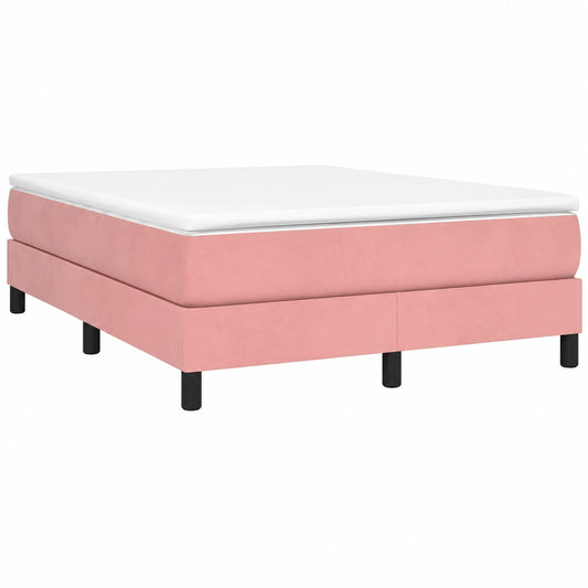 Elegantes Boxspringbett mit Samtbezug, 140x200 cm, Rosa