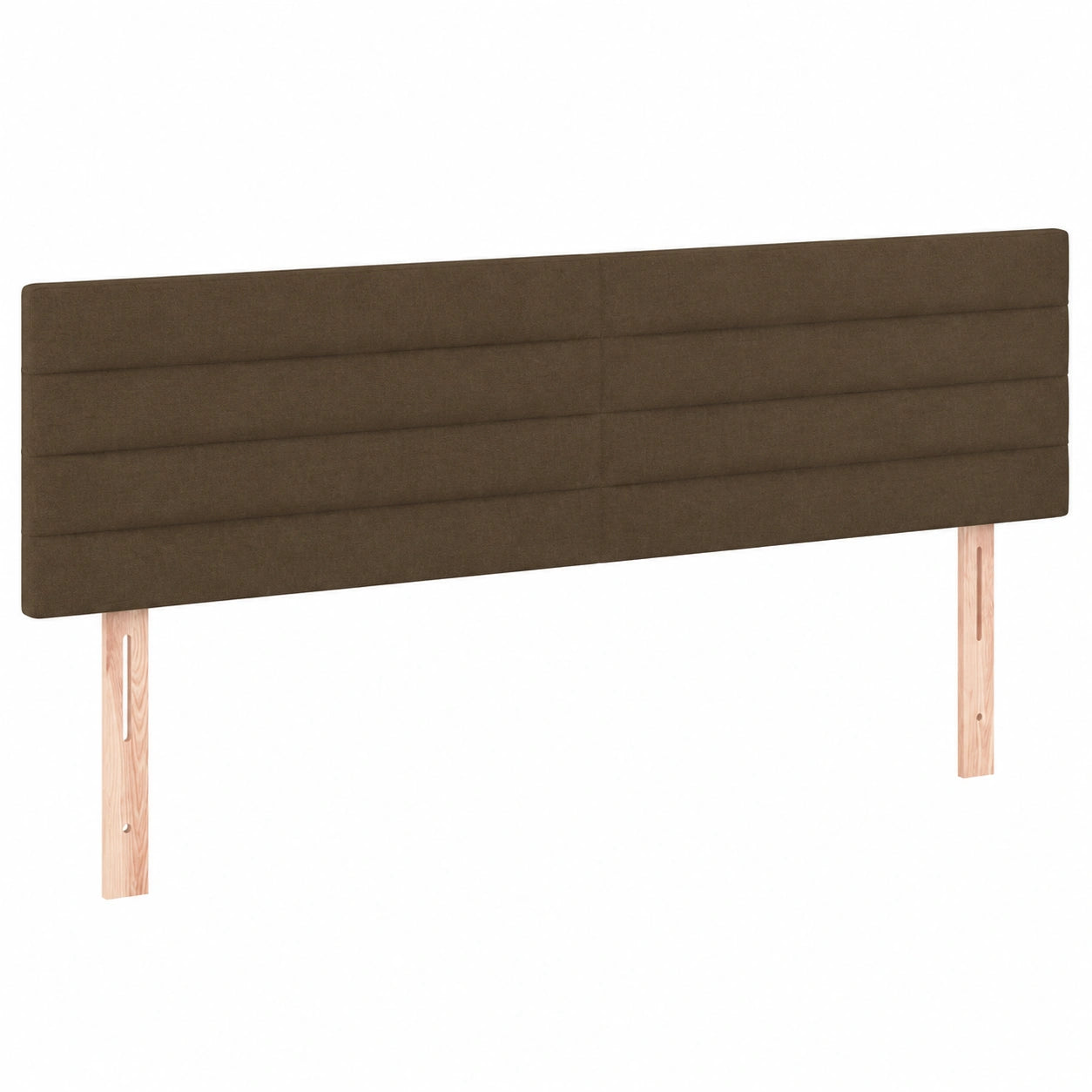 Höhenverstellbares Polster-Kopfteil mit Holzbeinen, Dunkelbraun, 200x5x78/88cm