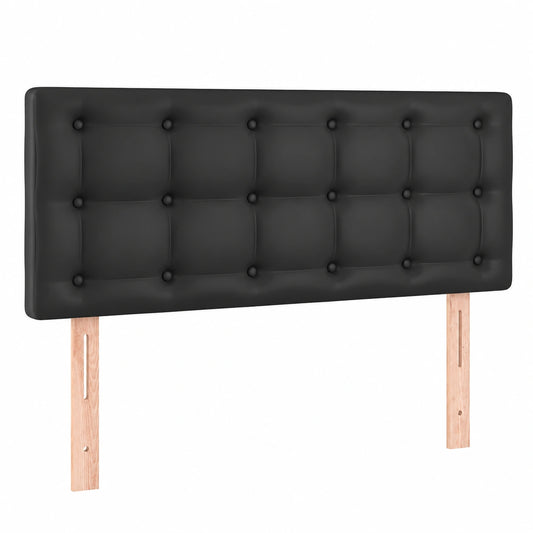 Verstellbares Polsterkopfteil aus Kunstleder mit Holzbeinen, Schwarz 100x5x78/88cm