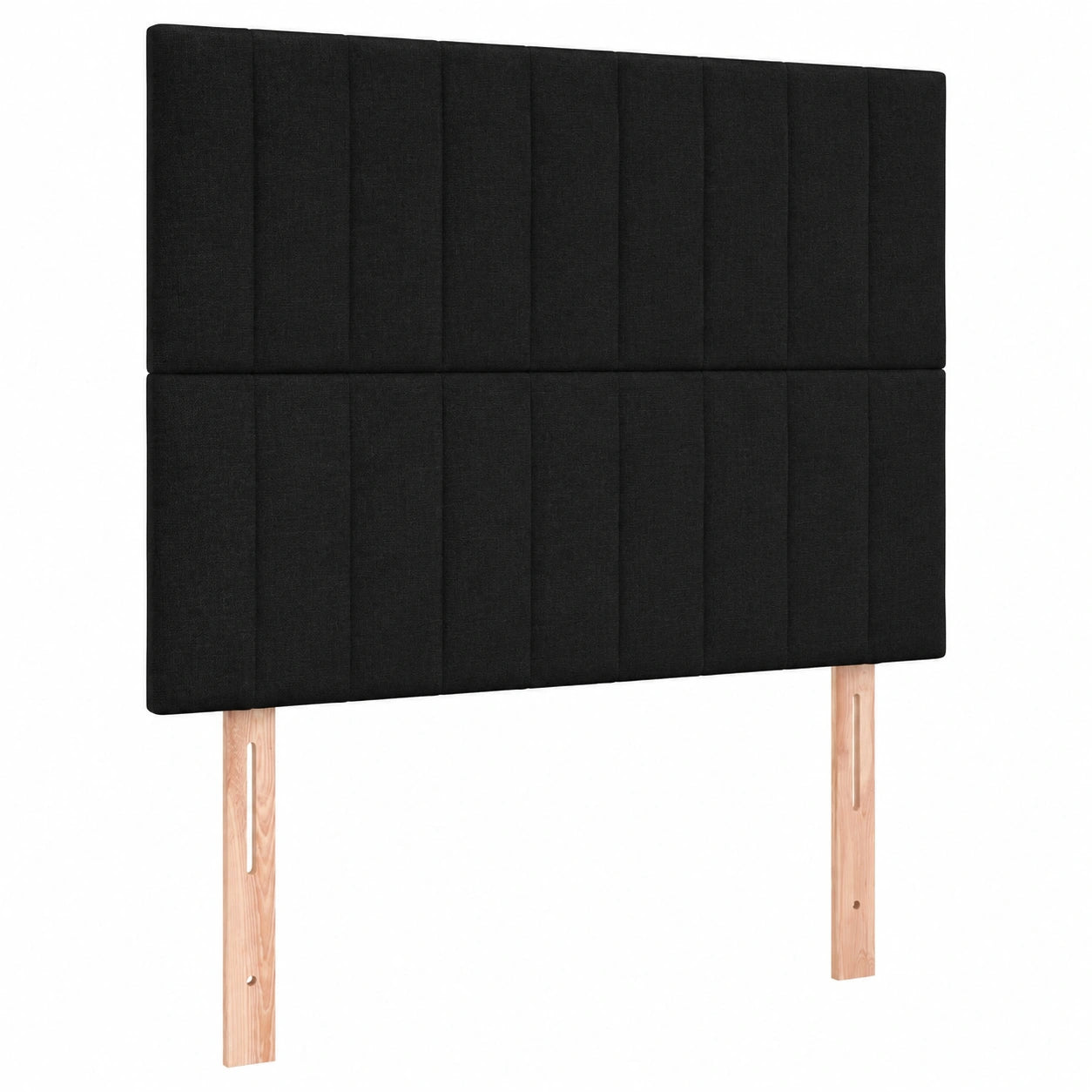 Höhenverstellbares Polsterkopfteil mit Holzbeinen, Schwarz, 90x5x118/128 cm