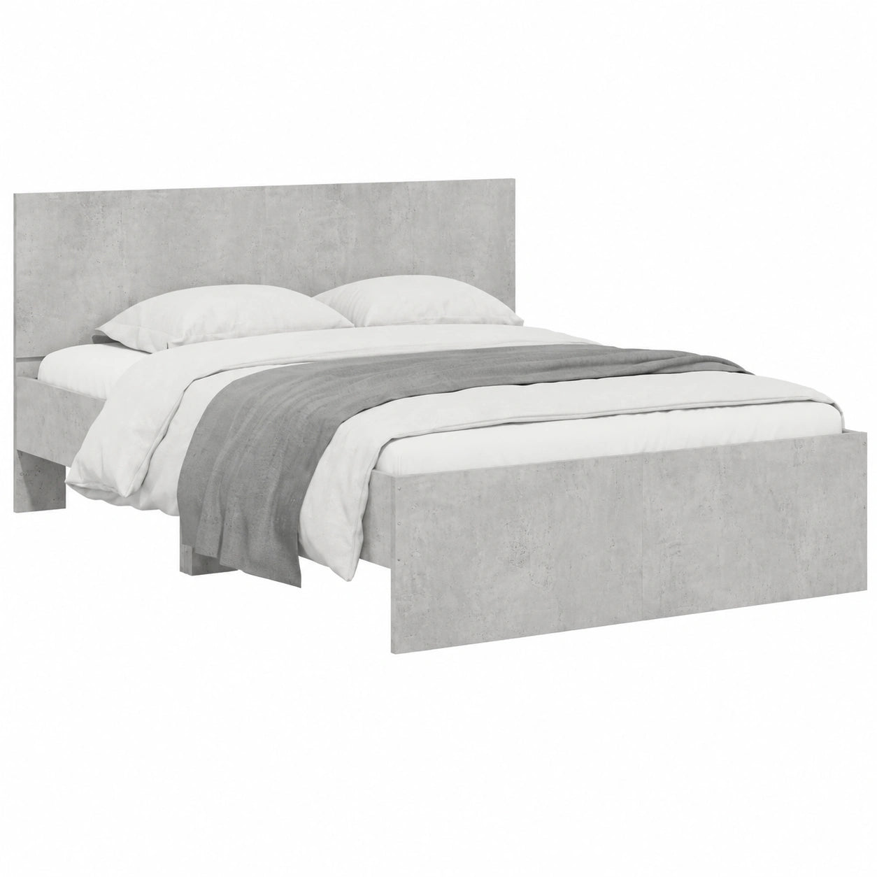 Elegantes Polsterbett mit Kopfteil und Lattenrost, 120x200 cm, Betongrau