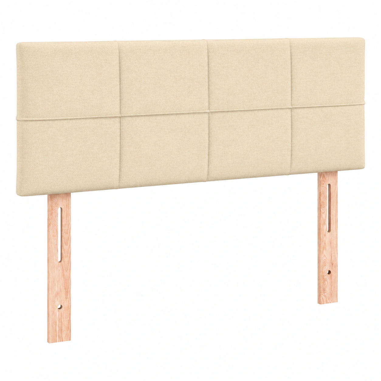 Verstellbares Stoff-Kopfteil mit Holzbeinen, Creme, 90x5x78/88cm