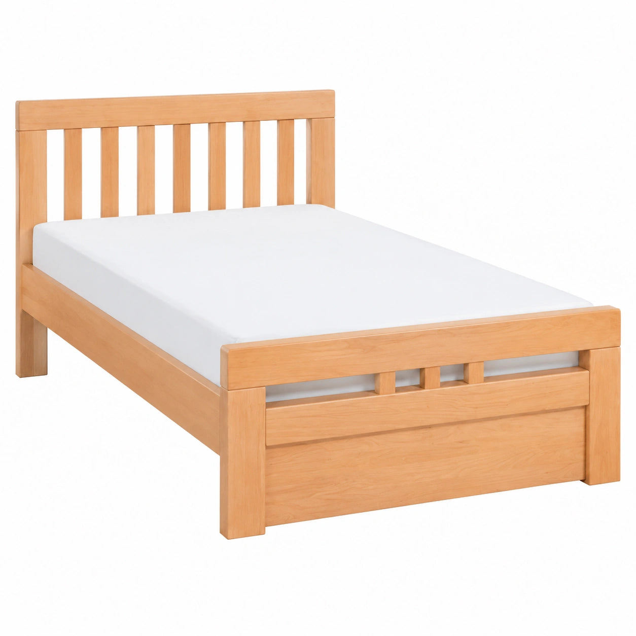Massives Einzelbett aus Buchenholz 120x200 cm mit Blende – Easy Premium