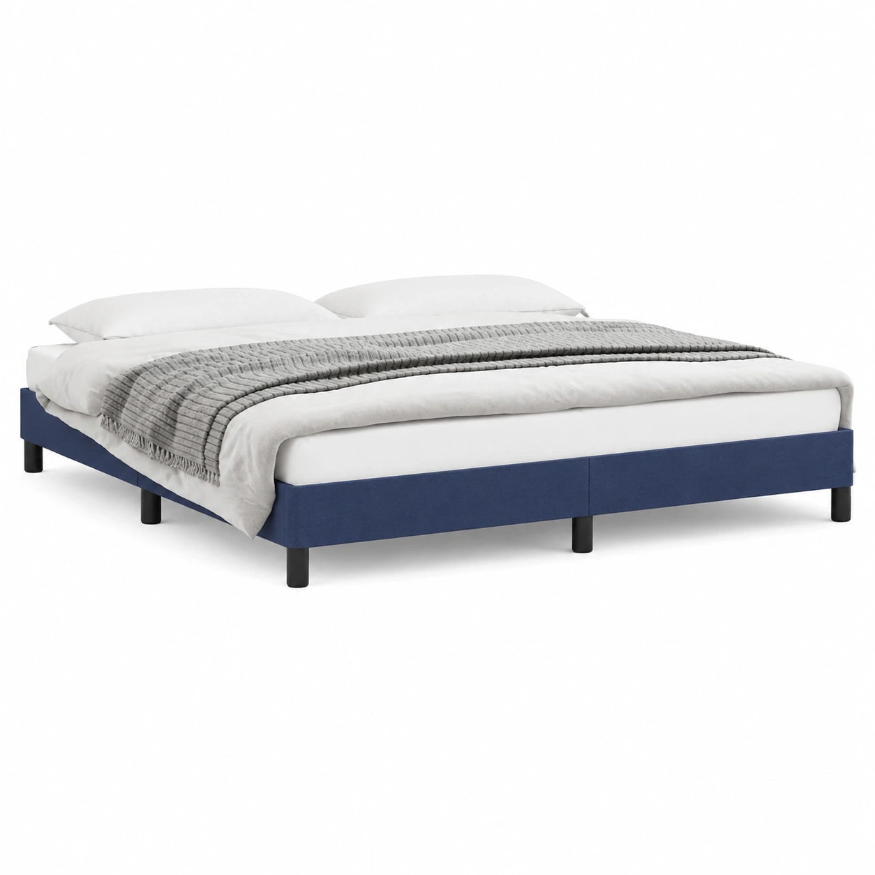 Modernes Stoffbettgestell Blau 160x200 cm mit Lattenrost für Erwachsene und Kinder