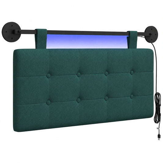 LED-Beleuchtetes Kopfteil in Dunkelgrün aus Stoff, modernes Design zur Wandmontage