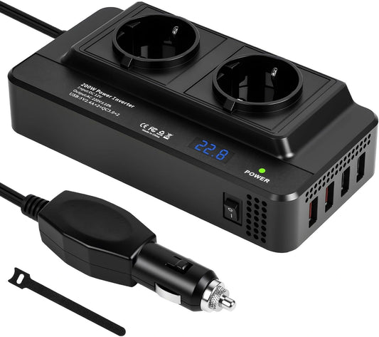 Przetwornica napięcia URAQT AC 200W, 200 W, 12 V, kolor szary i czarny