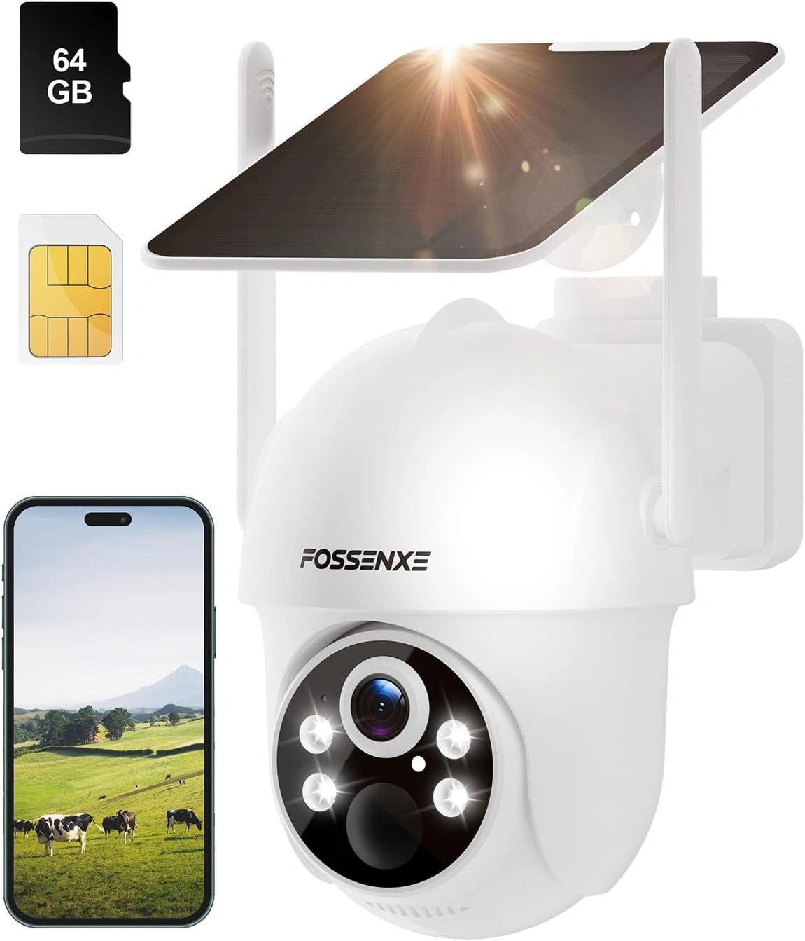 Kamera IP Kamera, 64 GB, bezprzewodowy, Wi-Fi, kolor biały