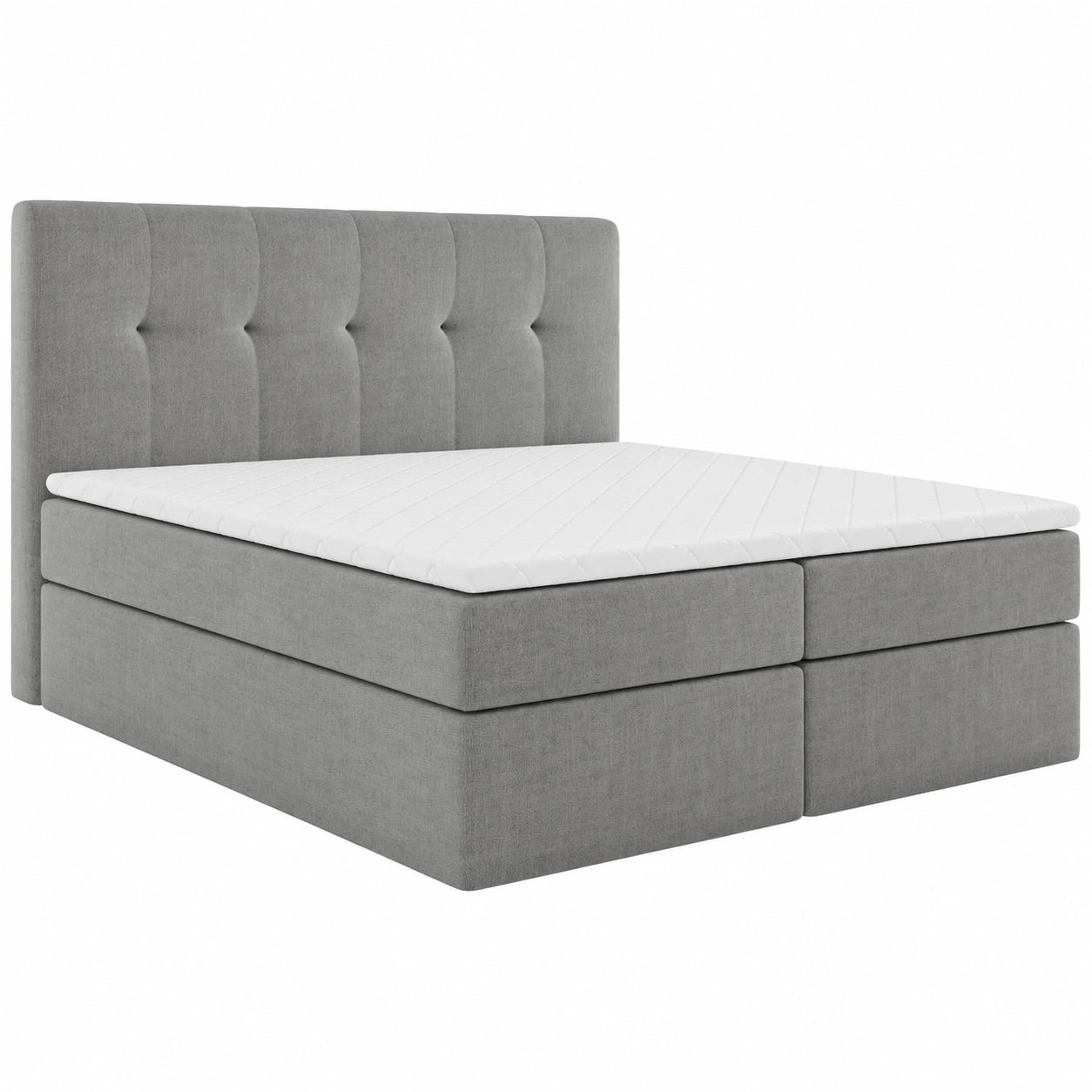 Boxspringbett 140x200 cm mit Stauraum und Bonell-Matratze, hellgrau