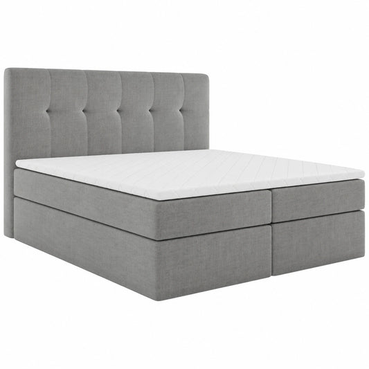 Boxspringbett 140x200 cm mit Stauraum und Bonell-Matratze, hellgrau