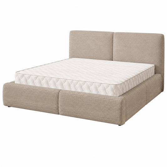 Masseno Doppelbett FELURO 180x200 cm mit Stauraum und Lattenrost - Beige
