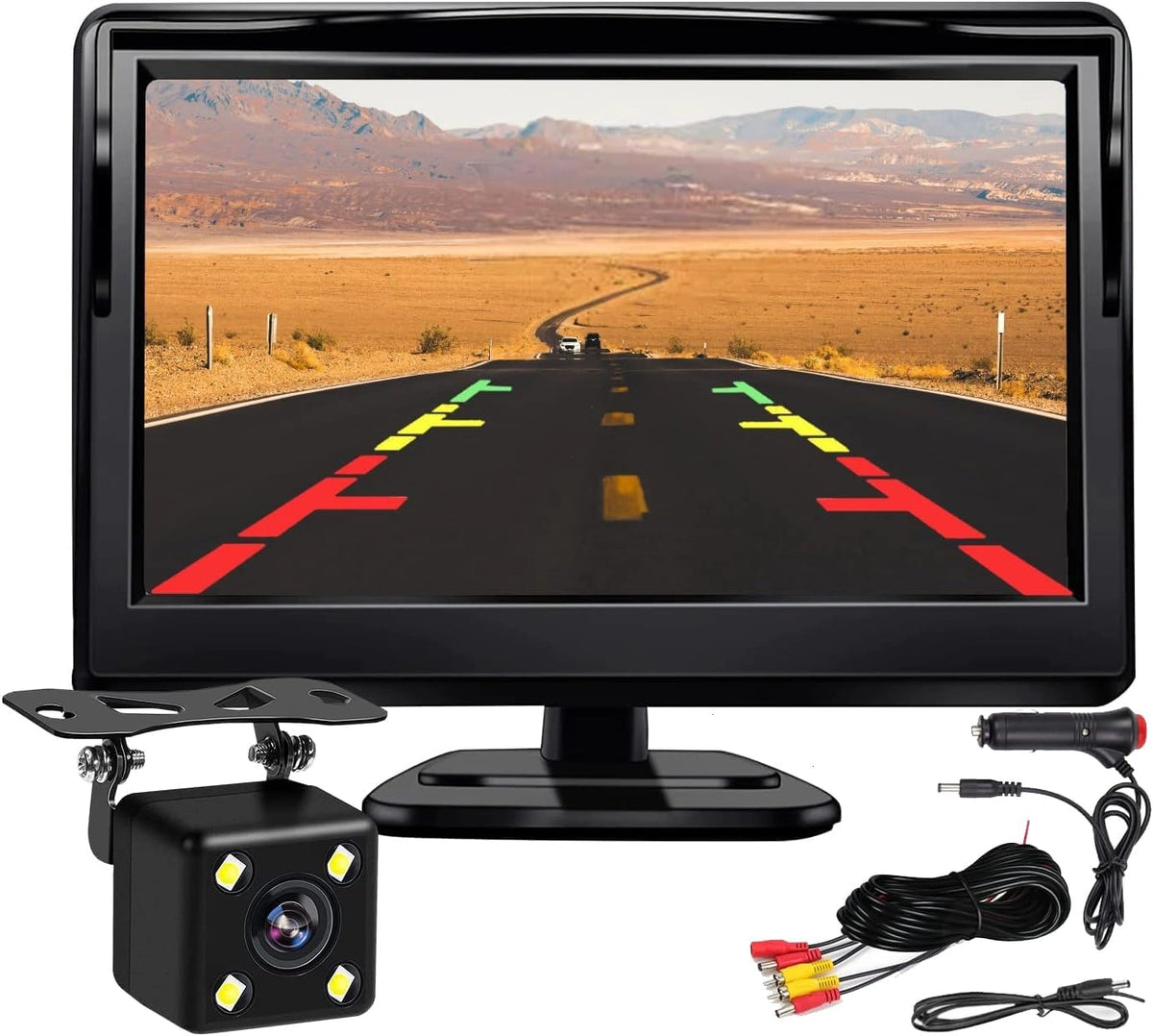 Monitor 5-calowy, 12 V, kolor szary i czarny