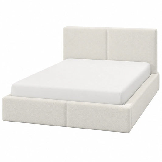 FEDVE Polsterbett 140x200 cm mit Stauraum, Creme
