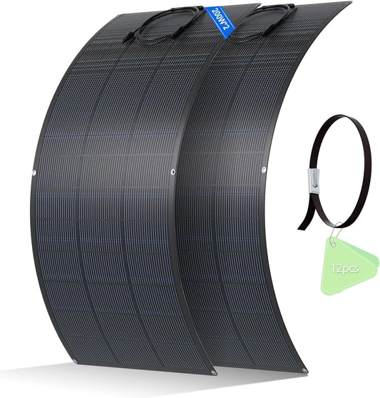 Panel fotowoltaiczny ECO-WORTHY ETFE 18BB, 400 W, 24 V, kolor czarny