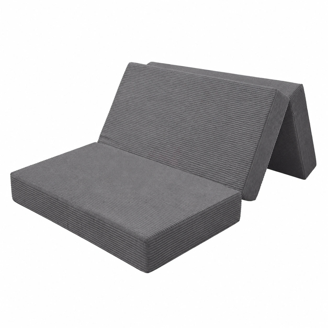 Klappbare Cord-Matratze 15 cm dick, waschbarer Bezug, Platzsparend für Gäste, Anthrazit, Doppelbett