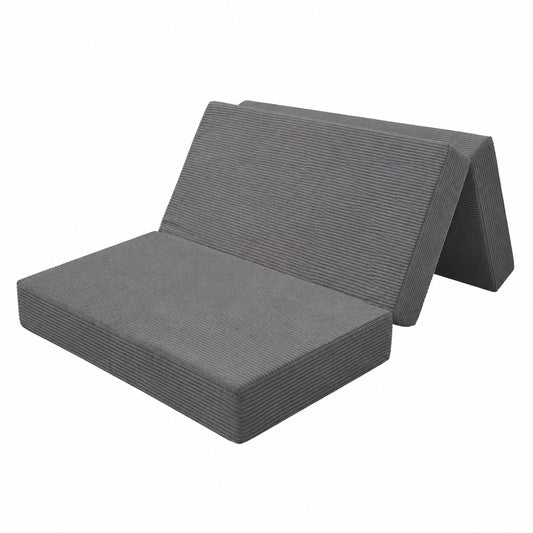 Klappbare Cord-Matratze 15 cm dick, waschbarer Bezug, Platzsparend für Gäste, Anthrazit, Doppelbett