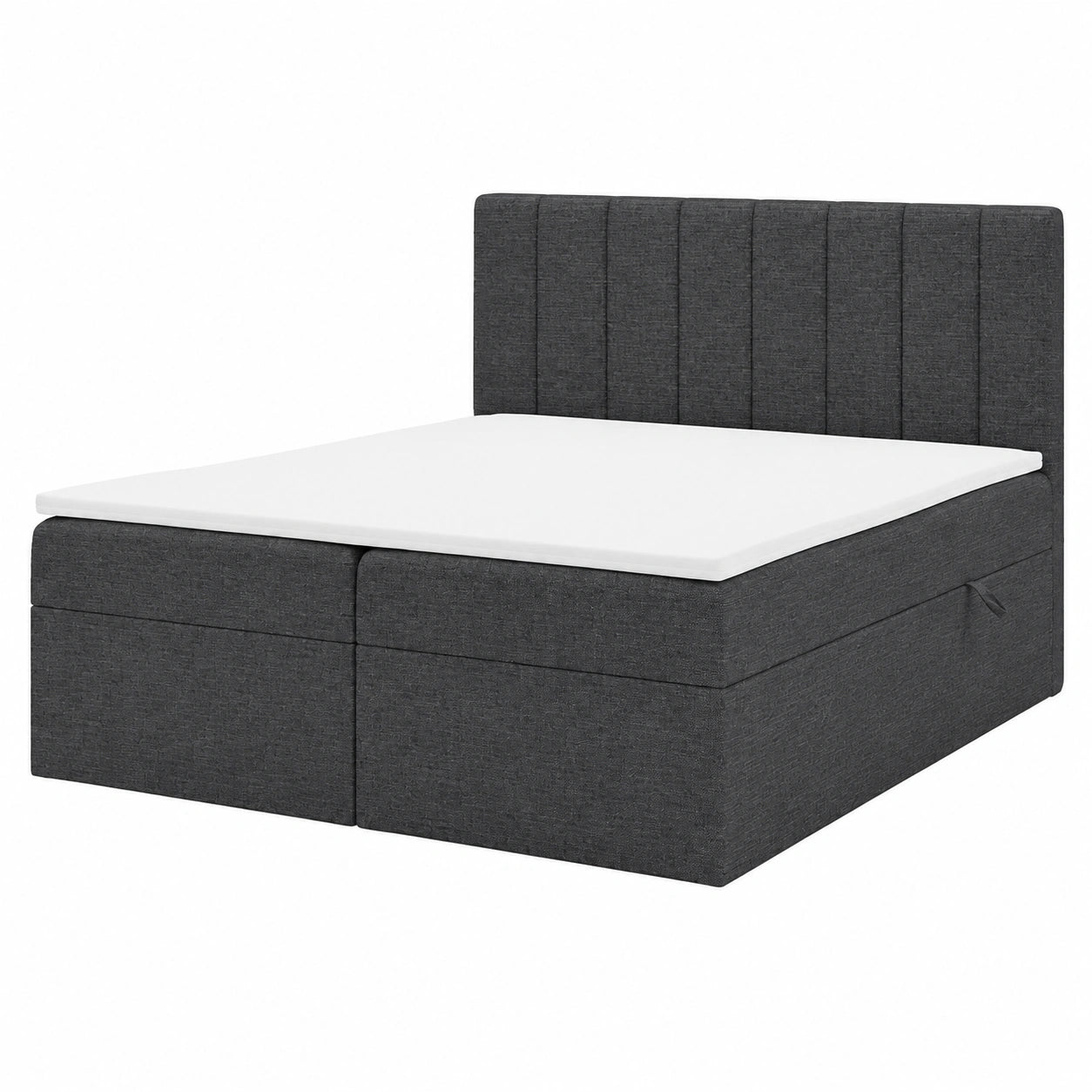 MEBLINI Boxspringbett 160x200 mit Stauraum und Gepolstertem Kopfteil - Doppelbett mit Matratze und Topper - Dunkelgrau