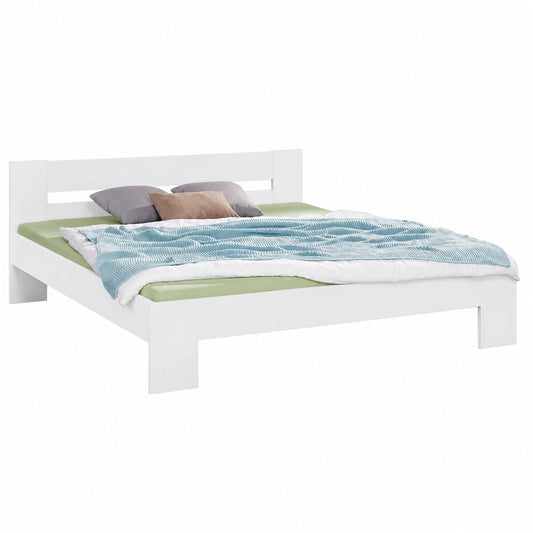 Modernes Doppelbett Annik ohne Lattenrost, Weiß lackiert, 180x200 cm