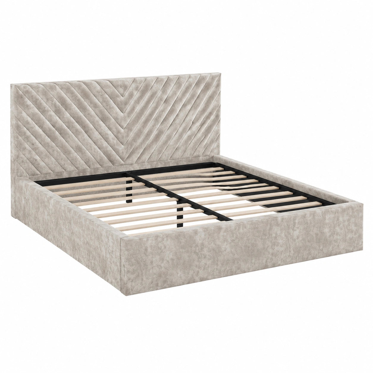 Polsterbett Wenus 120x200 cm Beige Samt mit Stauraum und Kopfteil