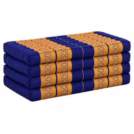 Klappbare Kapokmatratze 200x80x8cm - Öko-Gästematratze, Yoga- und Van-Matte, Gartenliege (Blau/Gelb)