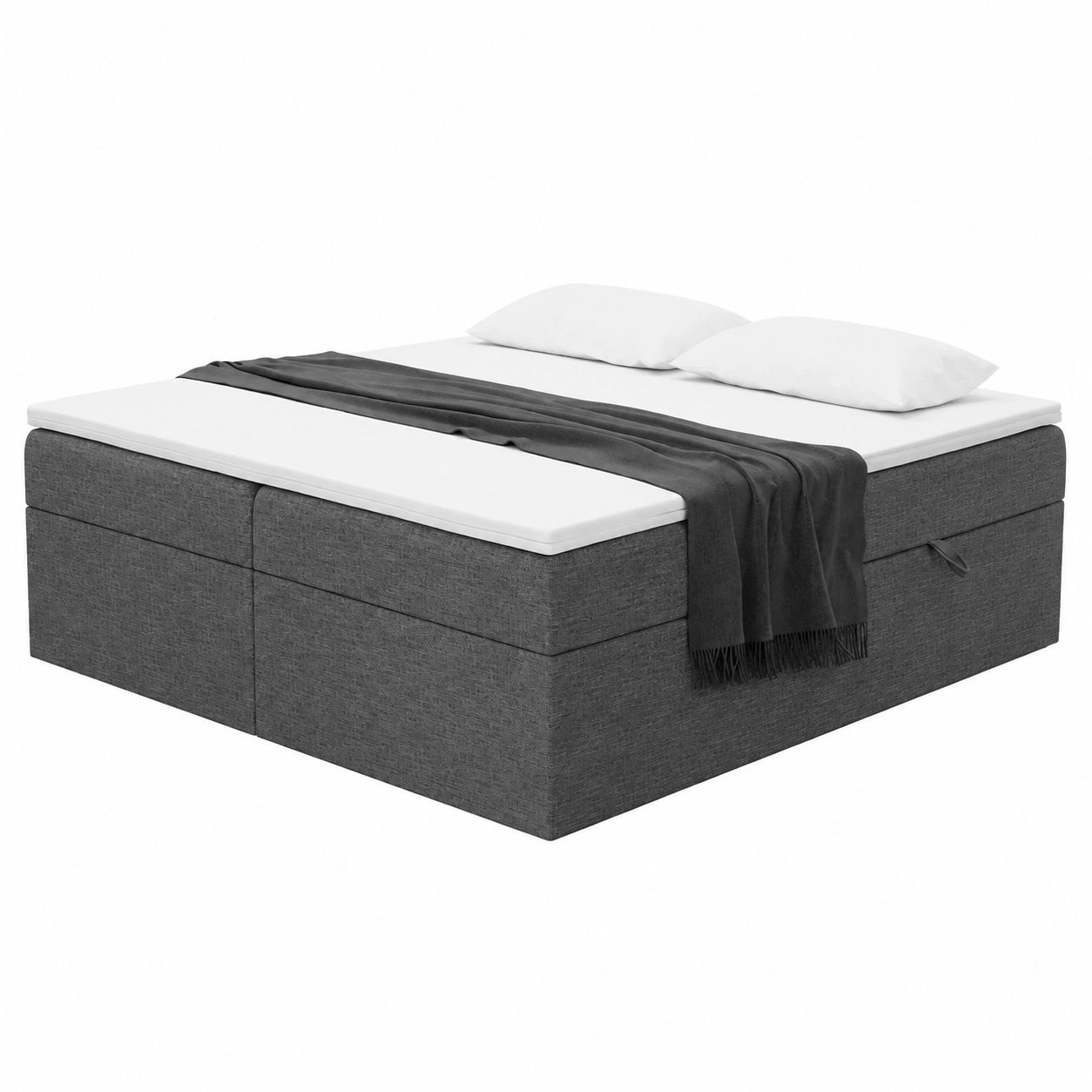 MEBLINI Boxspringbett 180x200 mit Stauraum und Matratze - Dunkelgrau