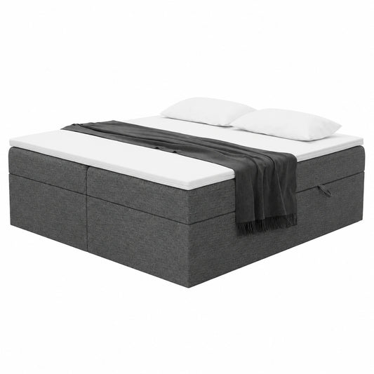MEBLINI Boxspringbett 180x200 mit Stauraum und Matratze - Dunkelgrau