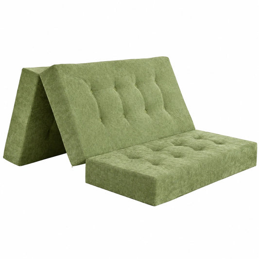 MAXYOYO 15cm Faltmatratze Doppelbett, Bequeme 3-Teilige Gästematratze aus Chenille für Wohnzimmer und Camping