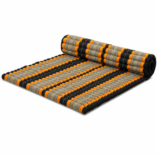 Livasia Rollmatratze 200x110x4,5 cm, Gästebett für eine Person, robuste Thaimatte aus Kapok, ideal für Reise und Outdoor, handgefertigt in Rubinrot